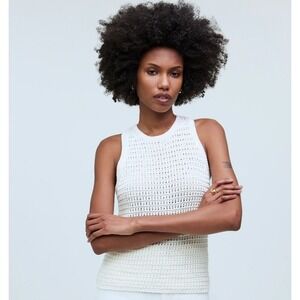 Madewell Portman Cotton Crochet Tank Top White Racerback Knit Womens Medium